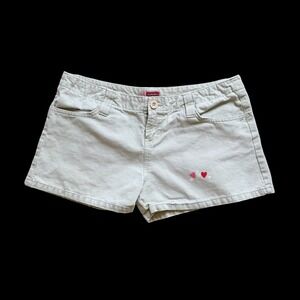 Y2K Outlooks Beige Corduroy‎ Micro Low Rise Shorts Heart Paint Utility Sz 7